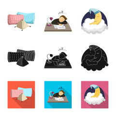 Isolated object of dreams and night icon. Set of dreams and bedroom stock vector illustration.