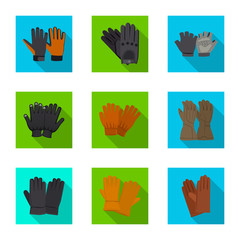 Vector design of glove and winter icon. Set of glove and equipment stock vector illustration.