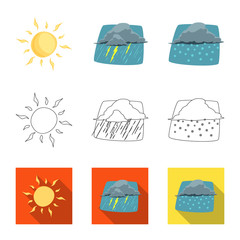 Isolated object of weather and climate sign. Collection of weather and cloud stock symbol for web.