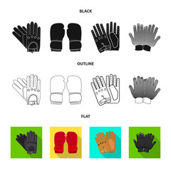 Vector illustration of glove and winter icon. Collection of glove and equipment stock vector illustration.