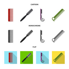 Vector illustration of brush and hair logo. Set of brush and hairbrush stock symbol for web.
