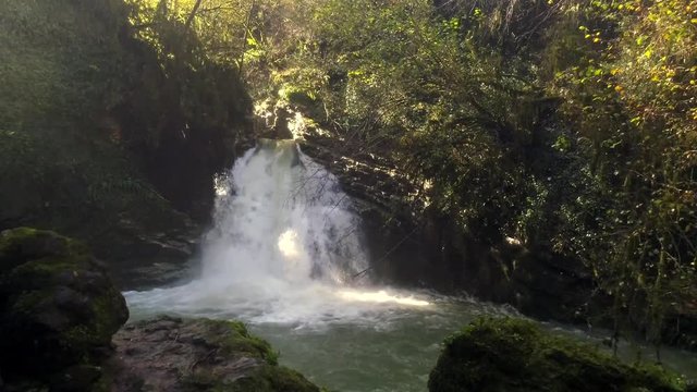 waterfalls of Trevi nel lazio. a Creek in the Woods in autumn