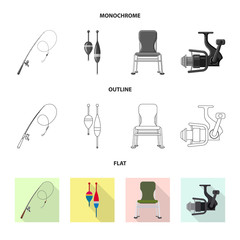 Vector design of fish and fishing logo. Set of fish and equipment vector icon for stock.