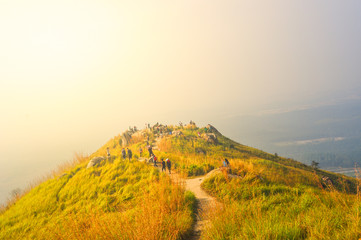 scenery of broga hill,malaysia during sunrise. soft focus,blur due to long exposure.
