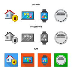 Vector design of office and house icon. Collection of office and system stock vector illustration.