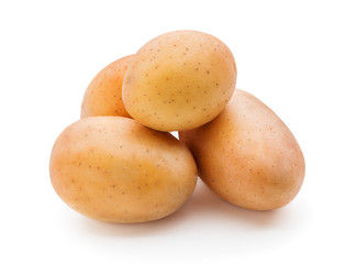 fresh potatoes isolated on white background