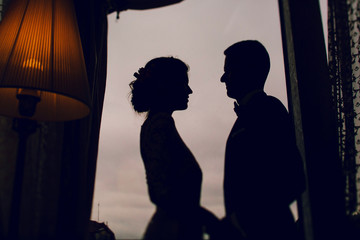 groom and bride in a hotel