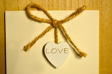 Wooden heart tied on a rope