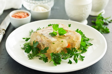 meat jelly. Ukrainian food.