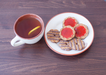 Homemade cookies on a plate with flower