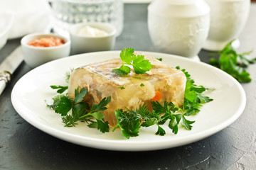 meat jelly. Ukrainian food.