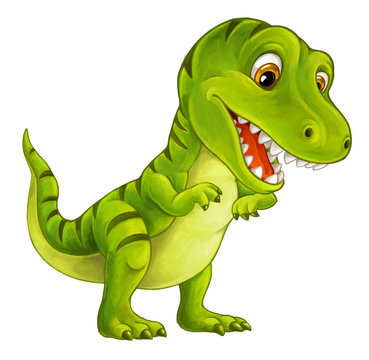 cartoon happy and funny dinosaur - tyrannosaurus - illustration for  children Stock Illustration | Adobe Stock