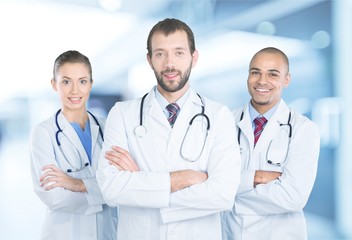 Doctors team talking expertise in hospital