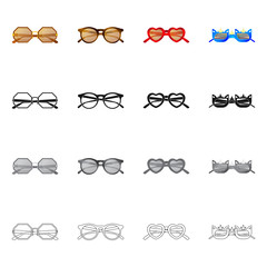 Vector illustration of glasses and sunglasses logo. Collection of glasses and accessory vector icon for stock.