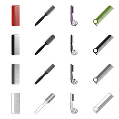 Vector design of brush and hair symbol. Set of brush and hairbrush stock vector illustration.