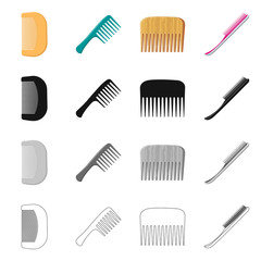 Vector illustration of brush and hair sign. Collection of brush and hairbrush vector icon for stock.