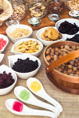Healthy dried fruits and walnuts fruits