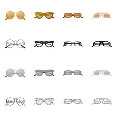 Vector design of glasses and sunglasses icon. Set of glasses and accessory vector icon for stock.