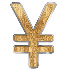Japanese yen symbol, isolated on white background, 3D render