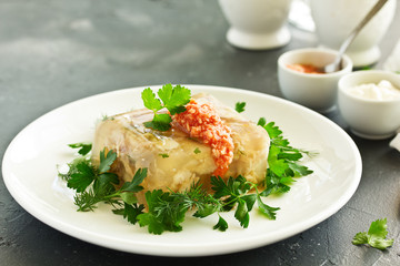 meat jelly. Ukrainian food.