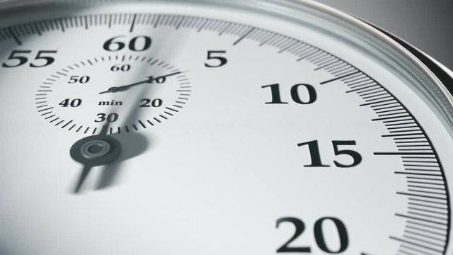 Vintage stopwatch in a timelapse. Fast forward time passing rapidly. 4KHD