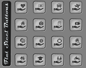 insurance hand icon set