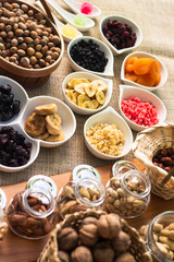 Healthy dried fruits and walnuts fruits