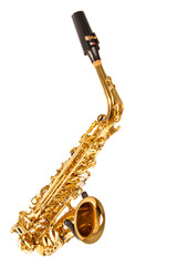 Obraz premium Musical Instruments Concepts. Alto Saxophone Isolated Over White Background
