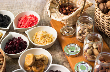 Healthy dried fruits and walnuts fruits 