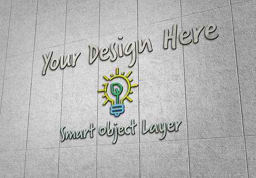 3D Sign on Concrete Wall Mockup