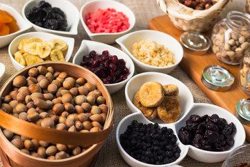 Healthy dried fruits and walnuts fruits 