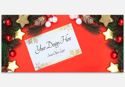 Holiday Card and Decorations Mockup