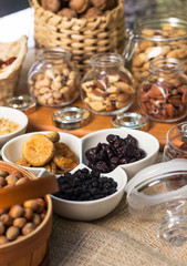 Healthy dried fruits and walnuts fruits