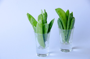 Snow pea in a little glass