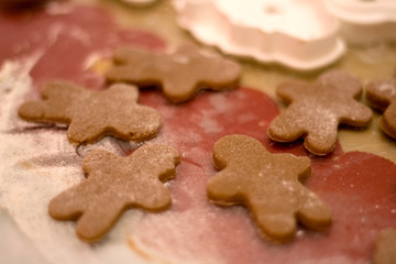 Making gingerbread cookies. Selective focus.