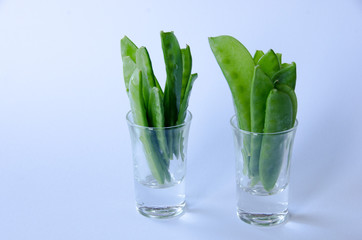 Snow pea in a little glass