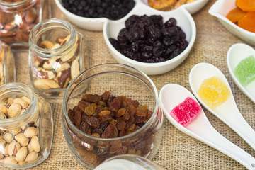 Healthy dried fruits and walnuts fruits 