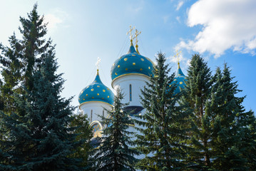 Sergiev Posad town, Holy Trinity-St. Sergius Lavra. Dome of the Cathedral of the assumption of the blessed virgin.