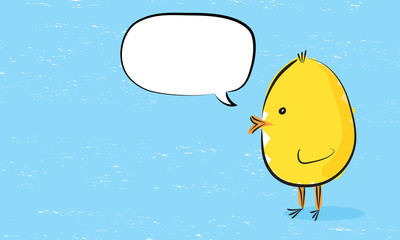 Yellow chick with empty speech bubble