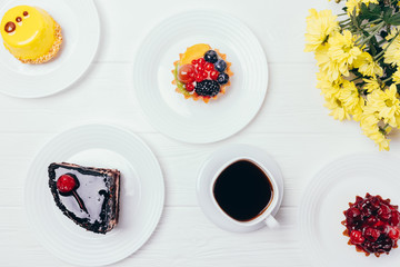 Festive party composition berry cupcakes