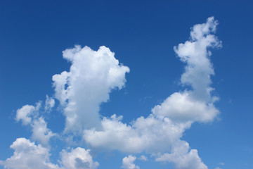 Clear deep blue sky with clouds shape central 