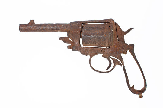 Old rusted revolver gun
