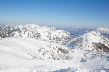 Fototapeta na wymiar Panorama of winters sports resort