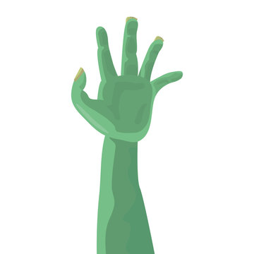 green monster hand on white background