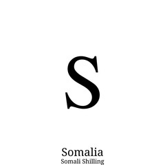 Black  Somali Shilling currency symbol isolated on white background