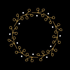 Christmas wreath Round Frames set hand drawn doodles. Vector illustration