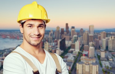 Worker guy cheerful isolated handsome craftsman manual