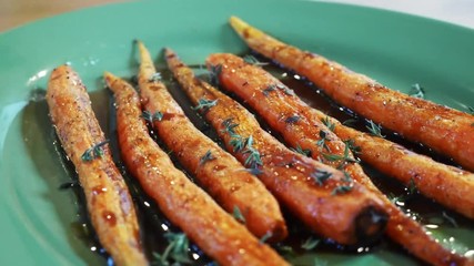 Close up, roasted carrots dish