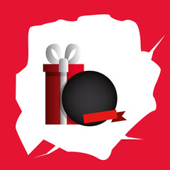 Obraz premium gift box label on white background