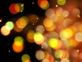 bright orange glow with golden round blurred lights sparkling night abstract background